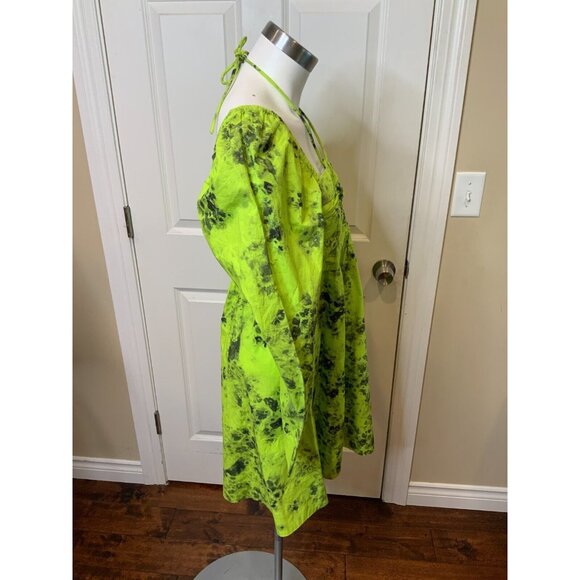 Ganni Ternder Shoots Green & Black Floral Printed Poplin Mini Dress, Size 4 | 36 - Picture 6 of 9